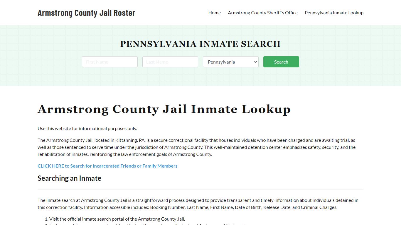 Armstrong County Jail Roster Lookup, PA, Inmate Search